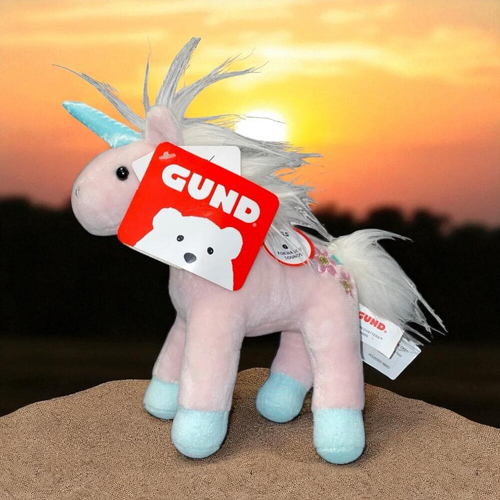 Gund Chatters Unicorn 7" Plush Toy Interactive Magical Sound Shooting Star NWT